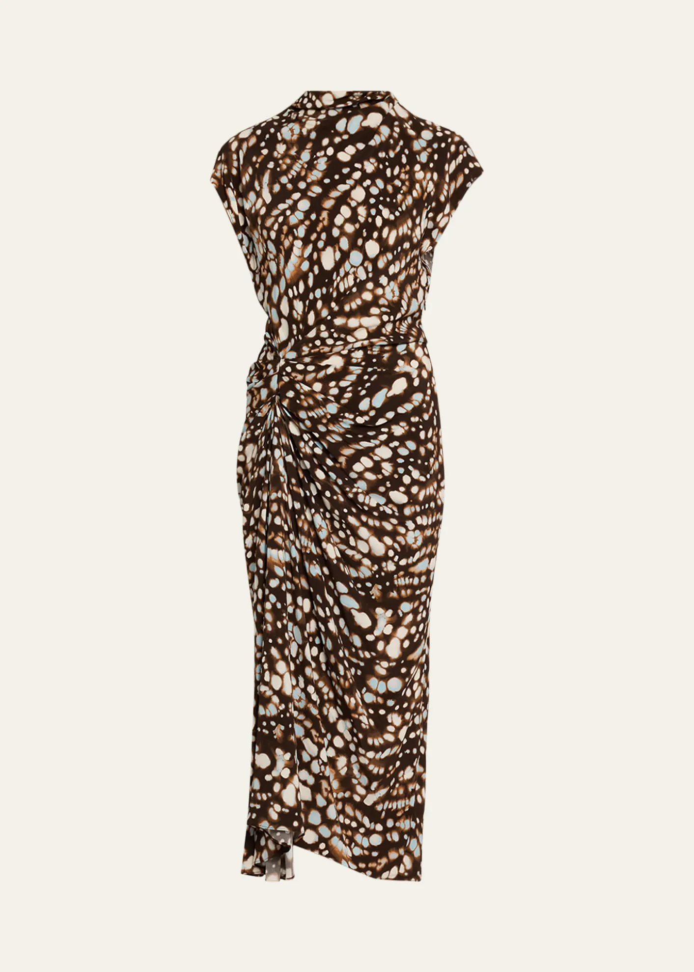 A.L.C.Alma Ruched Viscose Twill Midi Dress