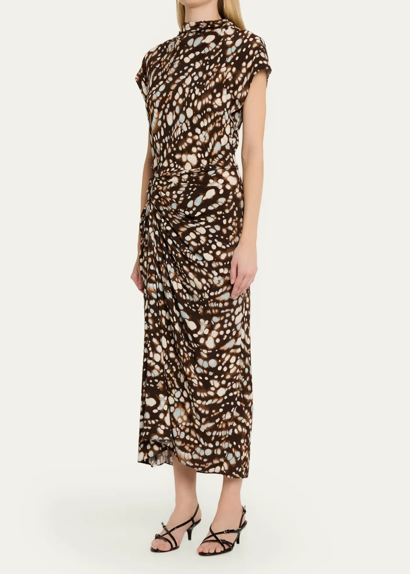 A.L.C.Alma Ruched Viscose Twill Midi Dress