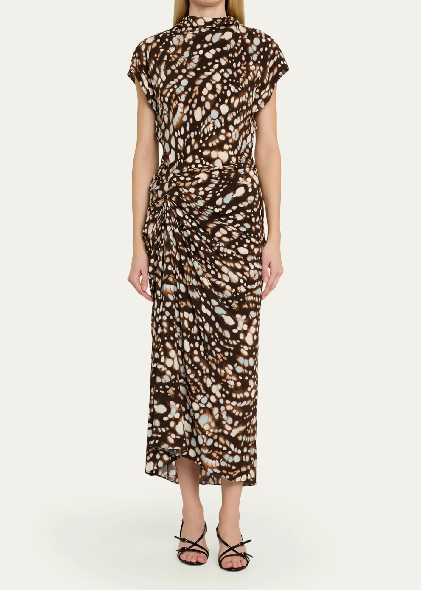 A.L.C.Alma Ruched Viscose Twill Midi Dress