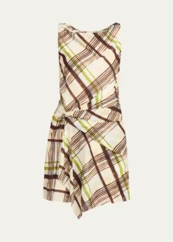 A.L.C.Dea Plaid Draped Mini Dress