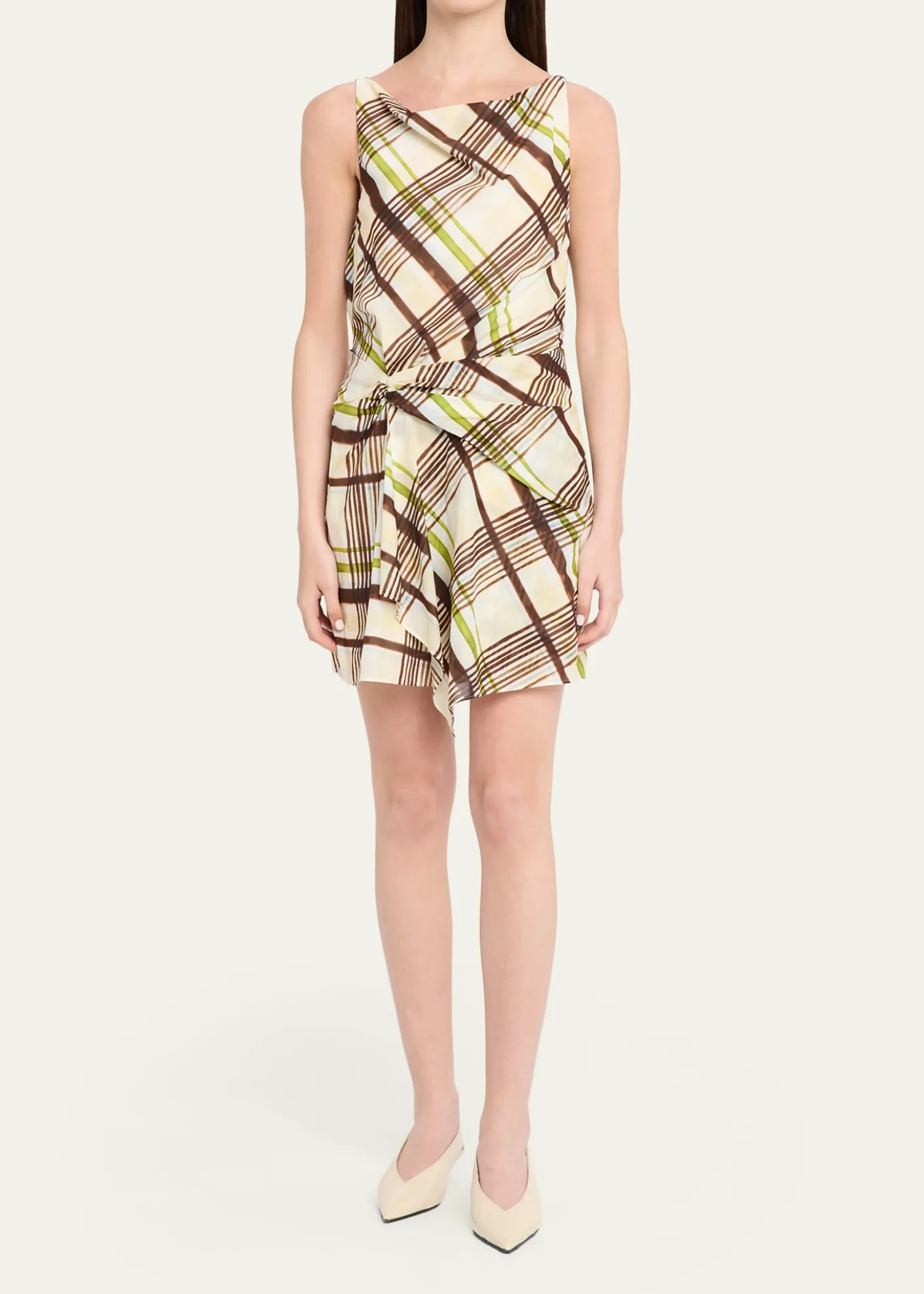 A.L.C.Dea Plaid Draped Mini Dress