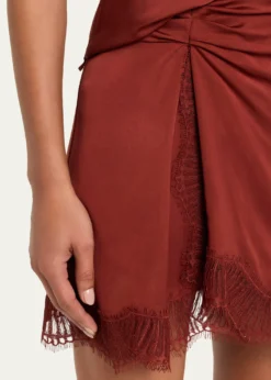 A.L.C.Dion Satin Lace-Trim Mini Skirt