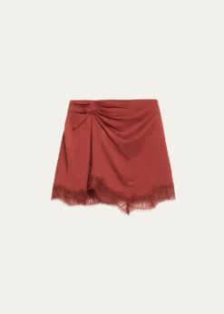 A.L.C.Dion Satin Lace-Trim Mini Skirt