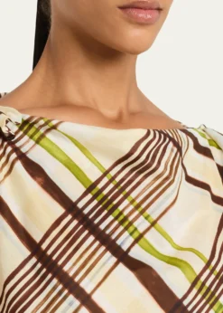 A.L.C.Dylan Plaid Shoulder-Tie Top