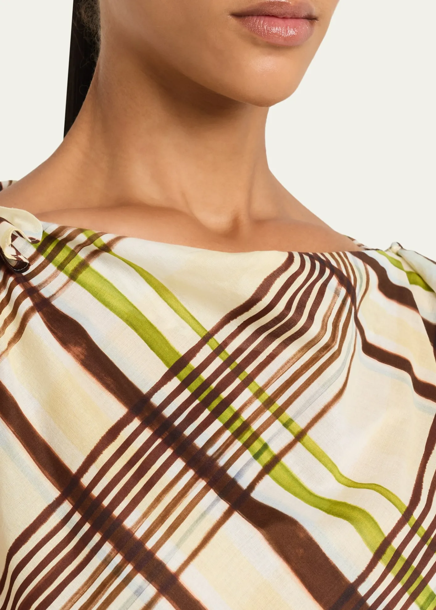 A.L.C.Dylan Plaid Shoulder-Tie Top