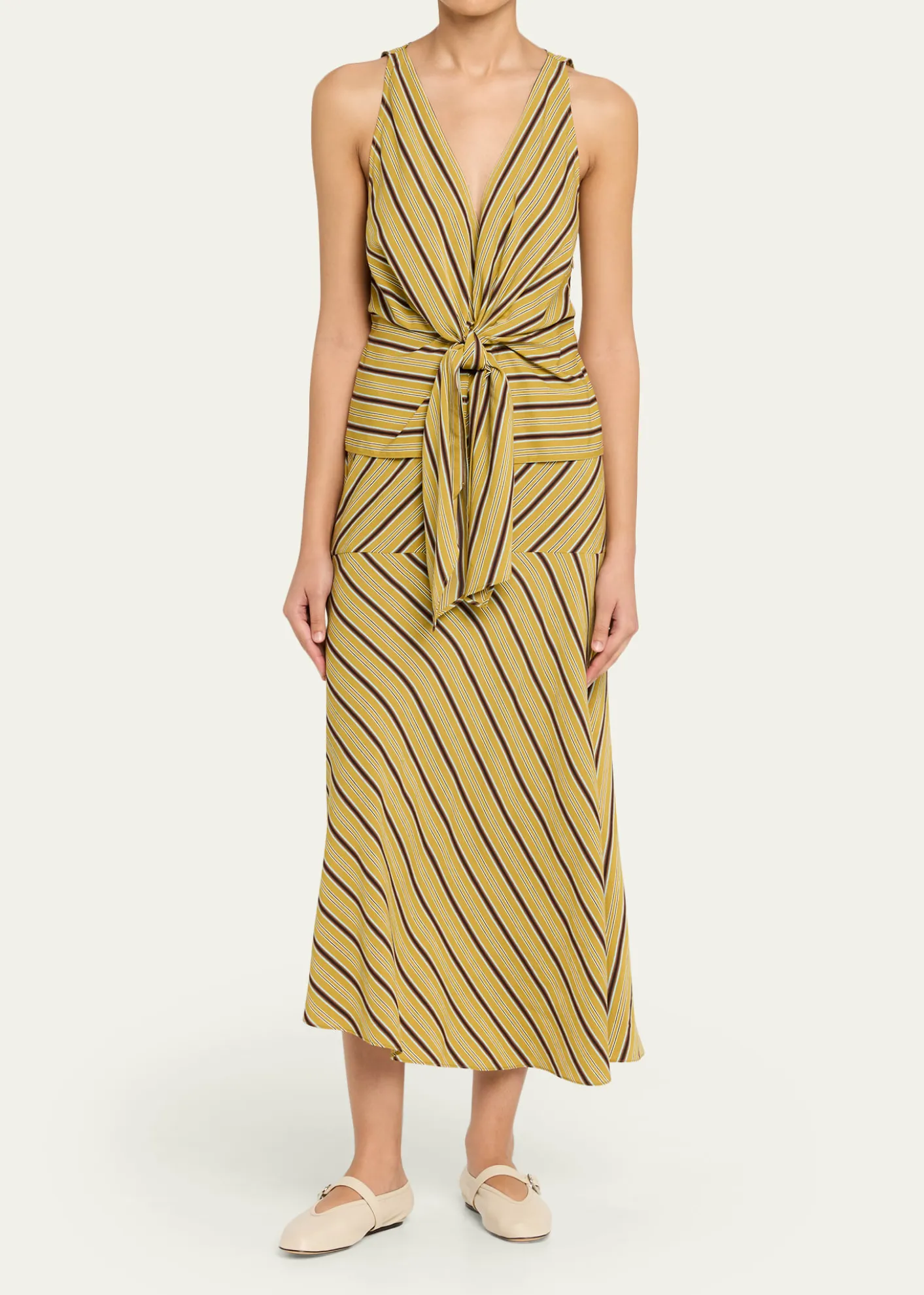 A.L.C.Elle Stripe Sleeveless Tie-Front Top
