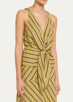 A.L.C.Elle Stripe Sleeveless Tie-Front Top