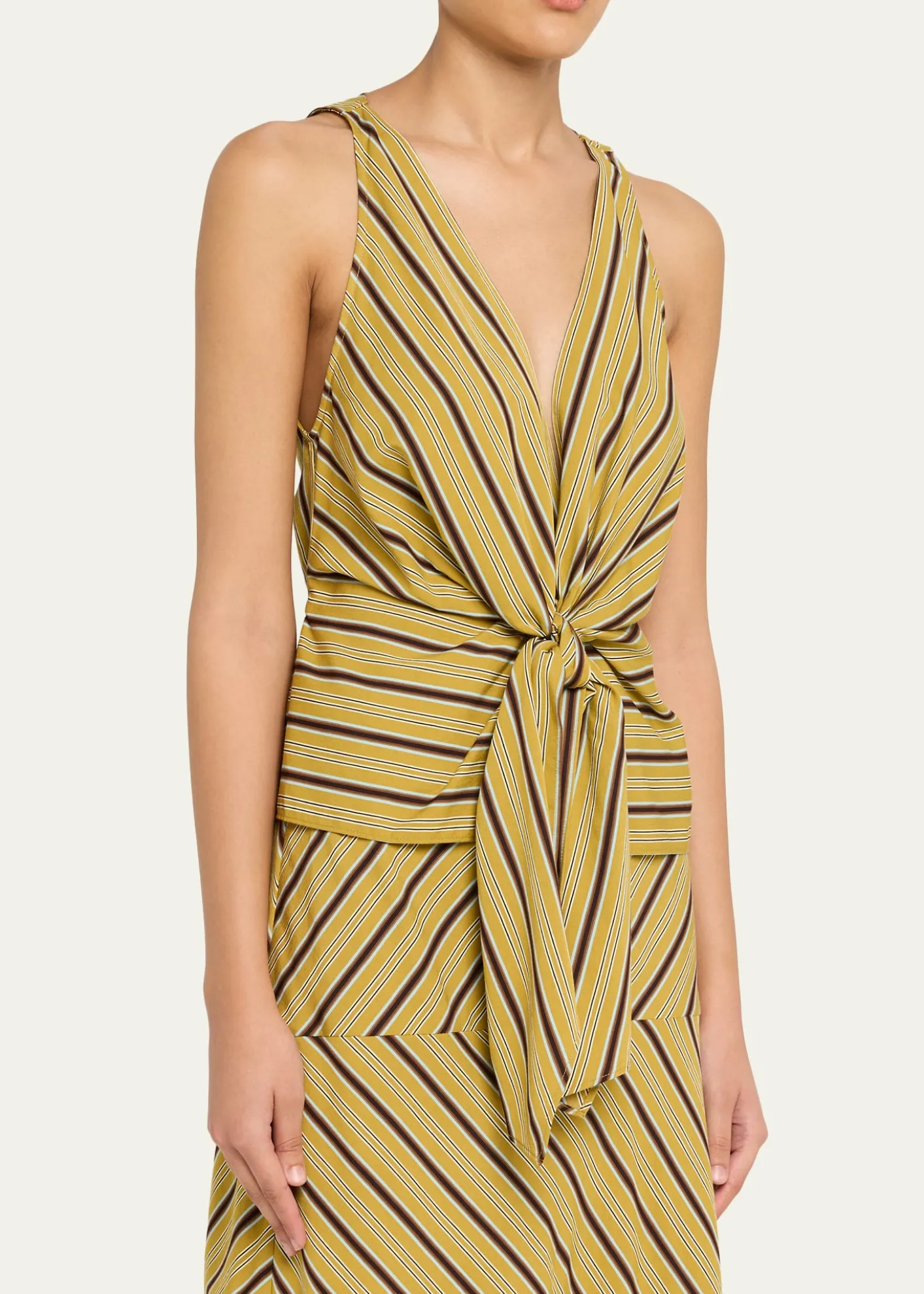 A.L.C.Elle Stripe Sleeveless Tie-Front Top
