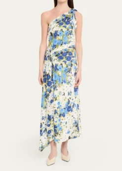 A.L.C.Elliana Floral Satin Draped Dress