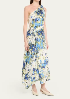 A.L.C.Elliana Floral Satin Draped Dress