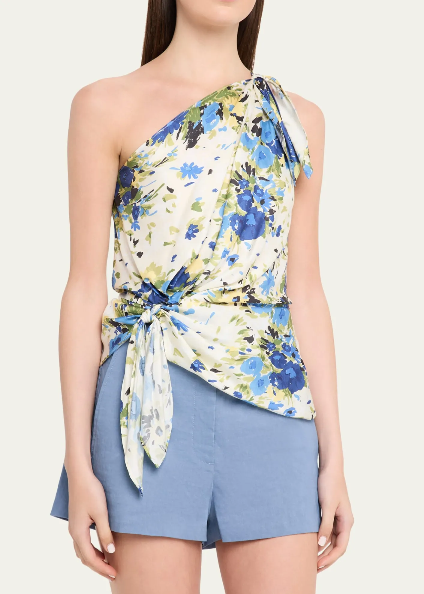 A.L.C.Ellianna One-Shoulder Satin Scarf Top