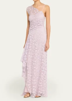 A.L.C.Gia Asymmetric Draped Lace Gown