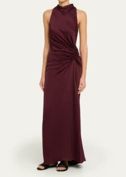 A.L.C.Inez Satin Mock-Neck Gown