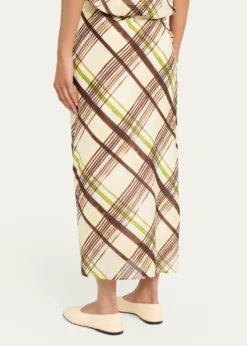 A.L.C.Jean Draped Plaid Midi Skirt