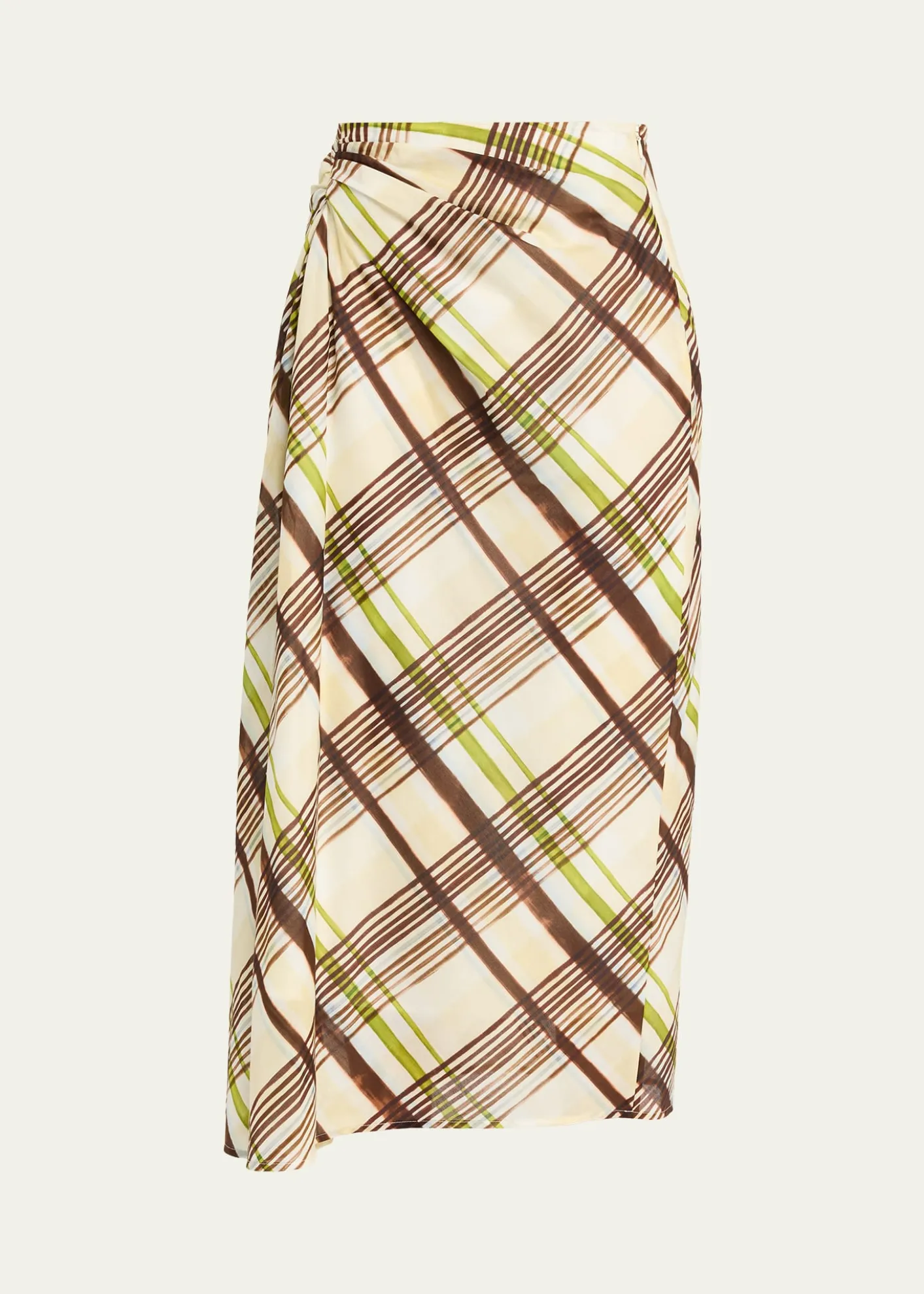A.L.C.Jean Draped Plaid Midi Skirt