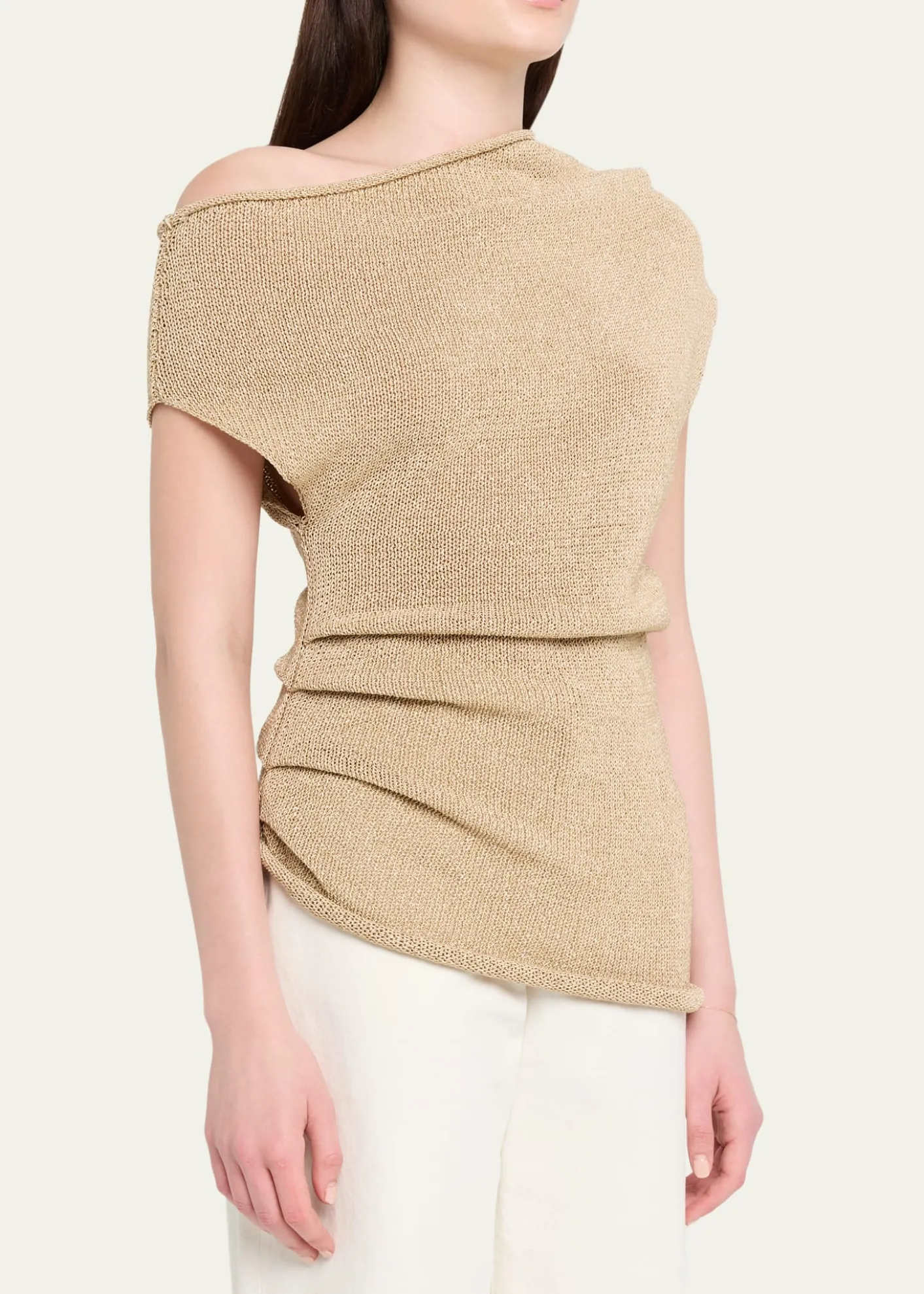 A.L.C.Joni Draped One-Shoulder Metallic Knit Top