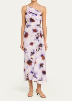 A.L.C.Juno Asymmetric Floral Midi Dress