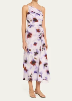A.L.C.Juno Asymmetric Floral Midi Dress