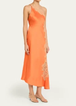 A.L.C.Lou Lace-Embroidered One-Shoulder Slip Dress