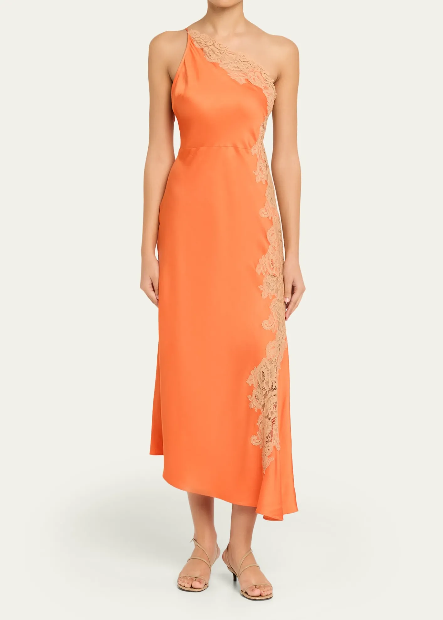 A.L.C.Lou Lace-Embroidered One-Shoulder Slip Dress