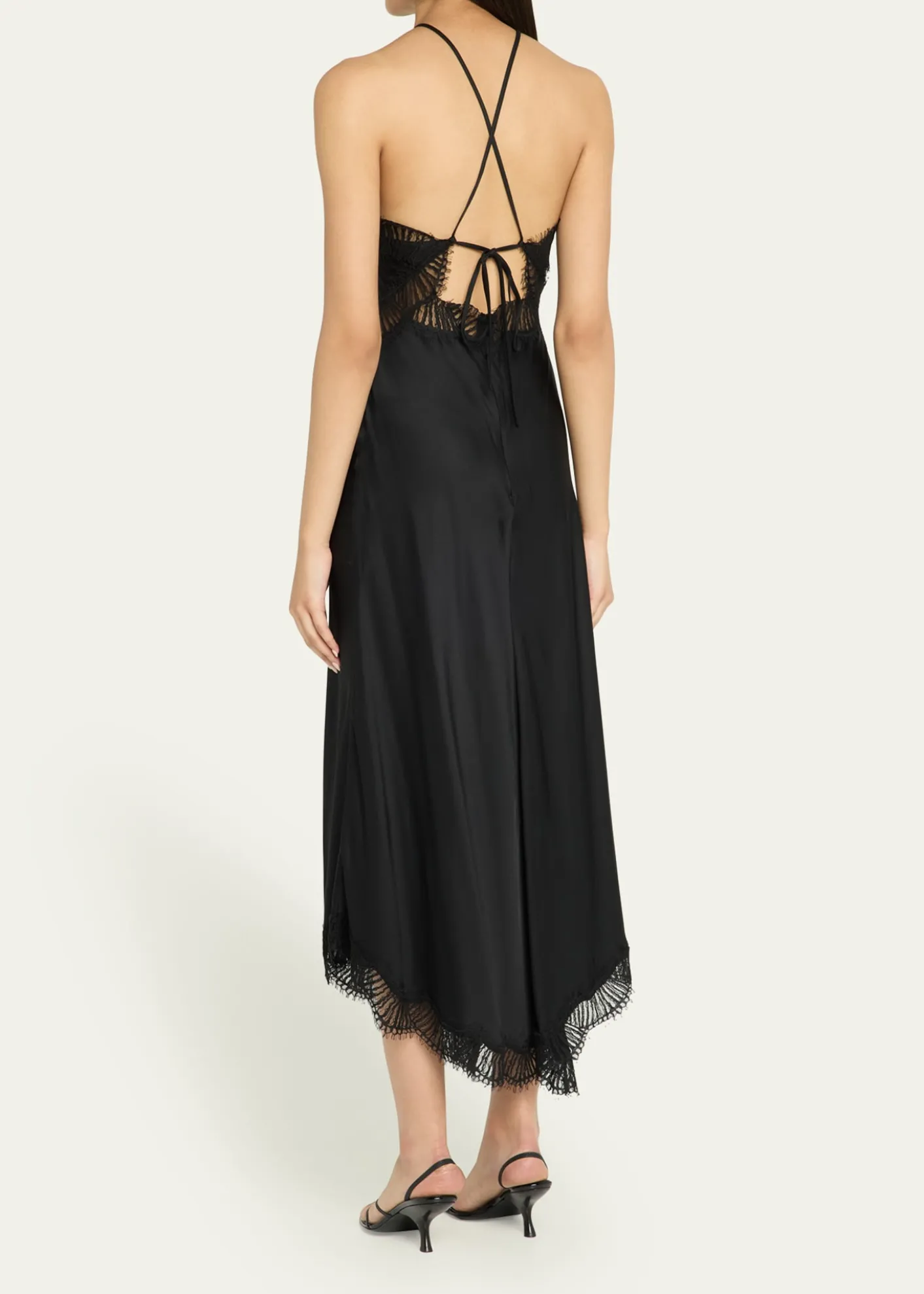 A.L.C.Lucia Lace Satin Halter Midi Dress