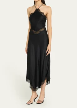 A.L.C.Lucia Lace Satin Halter Midi Dress