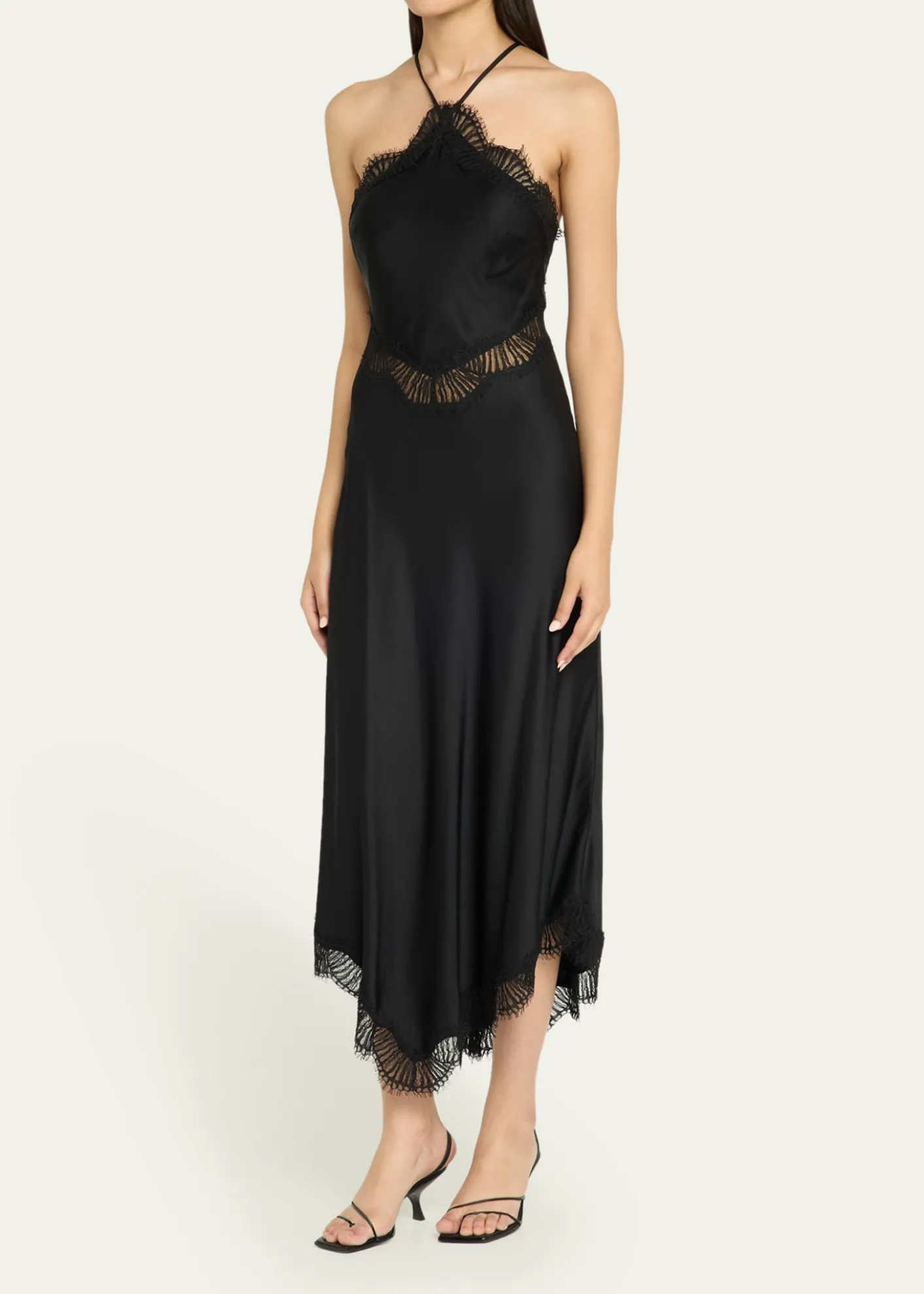 A.L.C.Lucia Lace Satin Halter Midi Dress