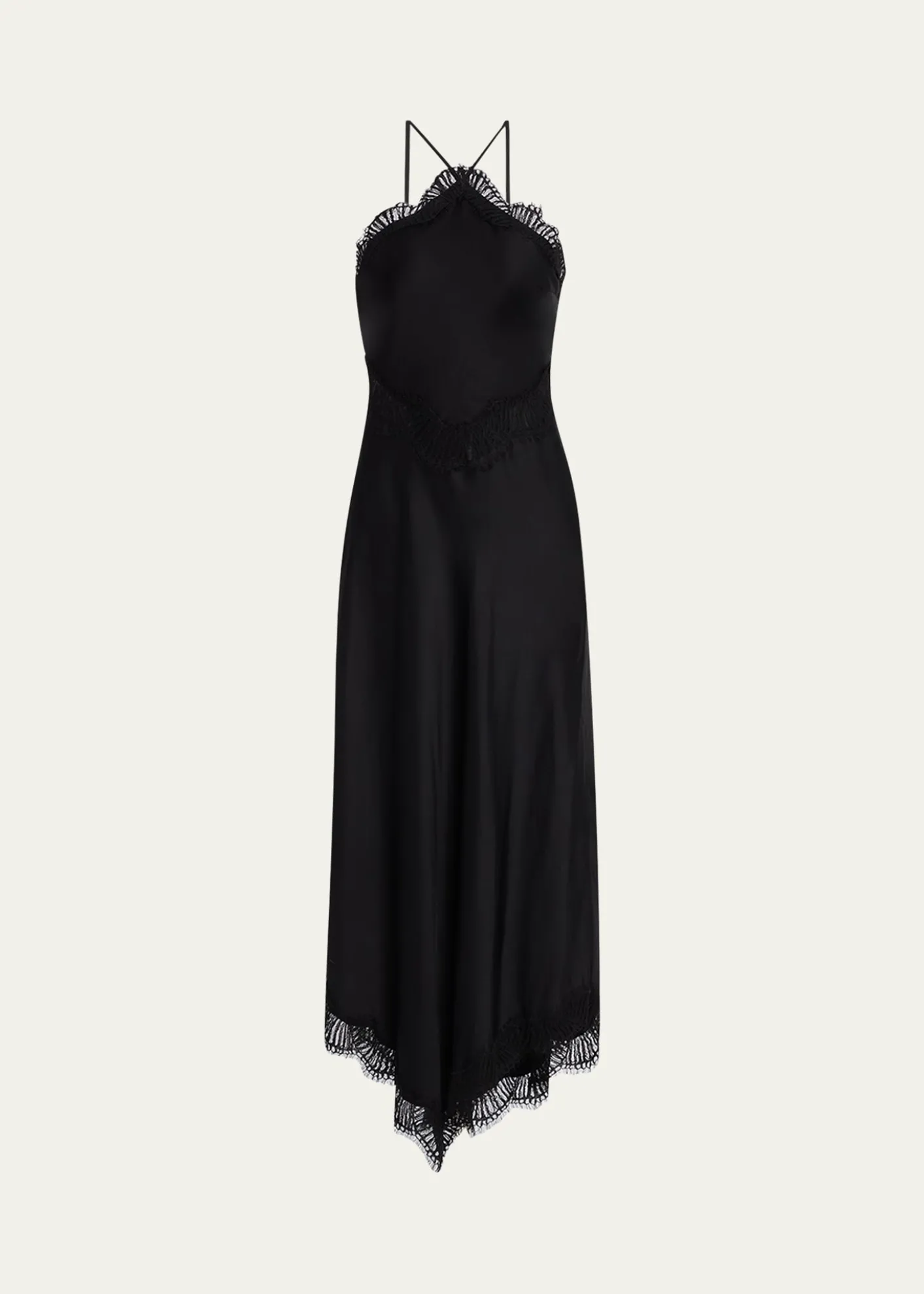 A.L.C.Lucia Lace Satin Halter Midi Dress