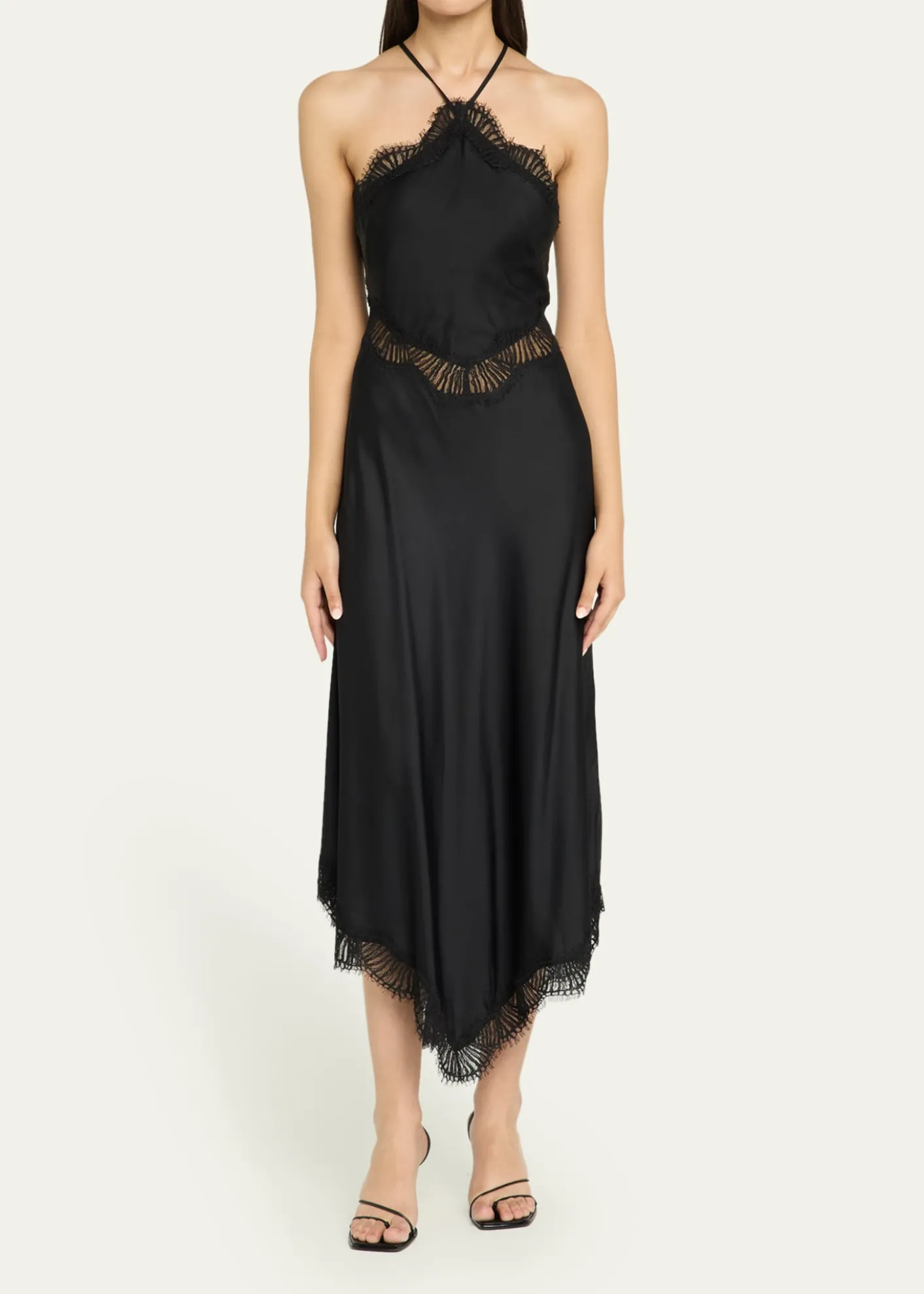A.L.C.Lucia Lace Satin Halter Midi Dress
