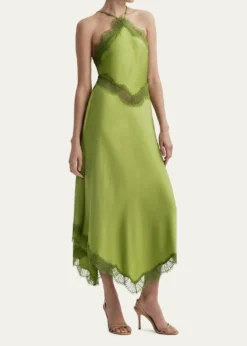 A.L.C.Lucia Satin & Lace Midi Dress