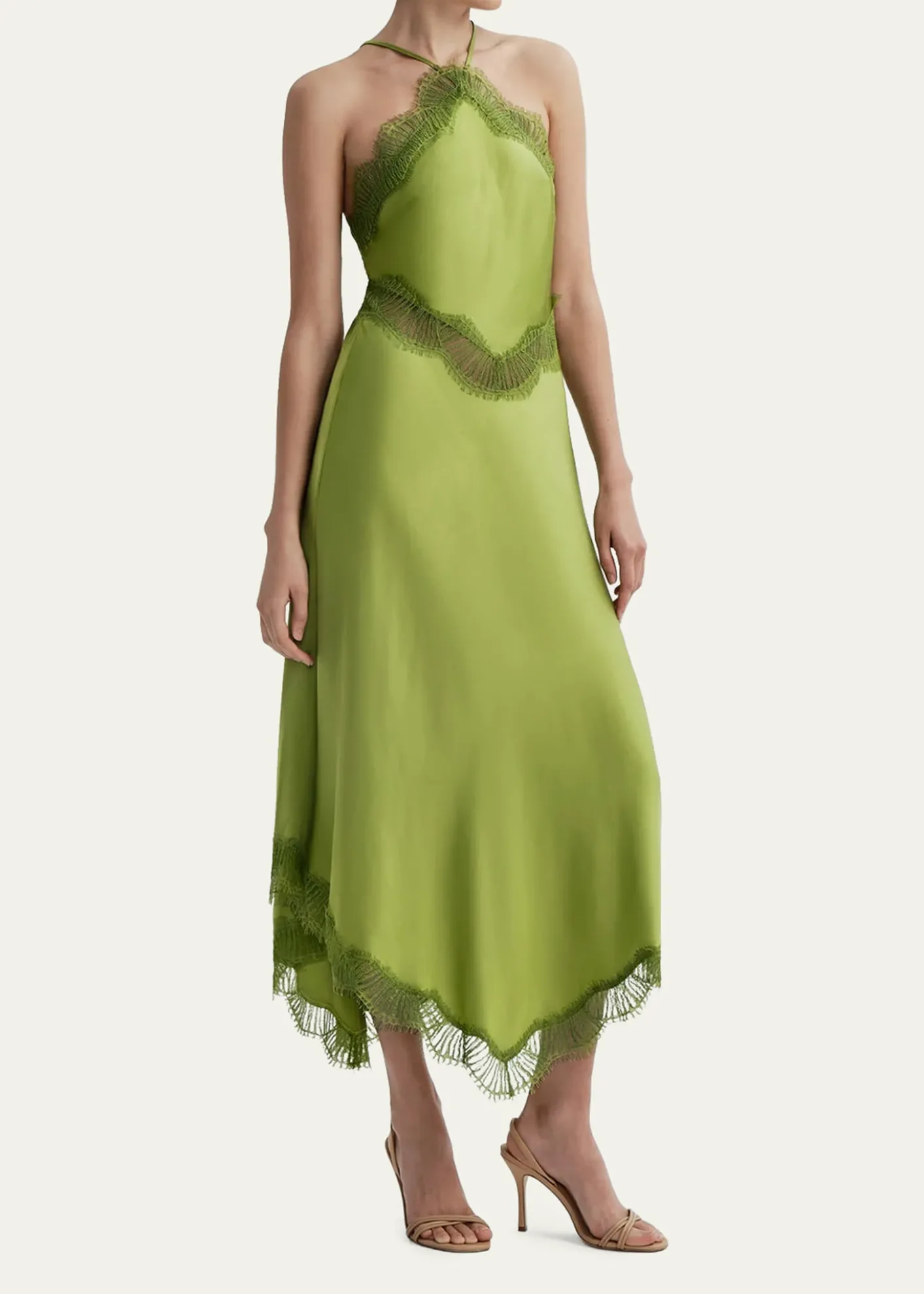 A.L.C.Lucia Satin & Lace Midi Dress