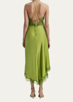 A.L.C.Lucia Satin & Lace Midi Dress