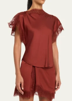 A.L.C.Luna Satin Lace-Trim Top