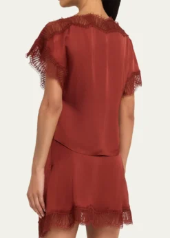 A.L.C.Luna Satin Lace-Trim Top