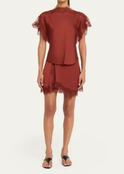 A.L.C.Luna Satin Lace-Trim Top