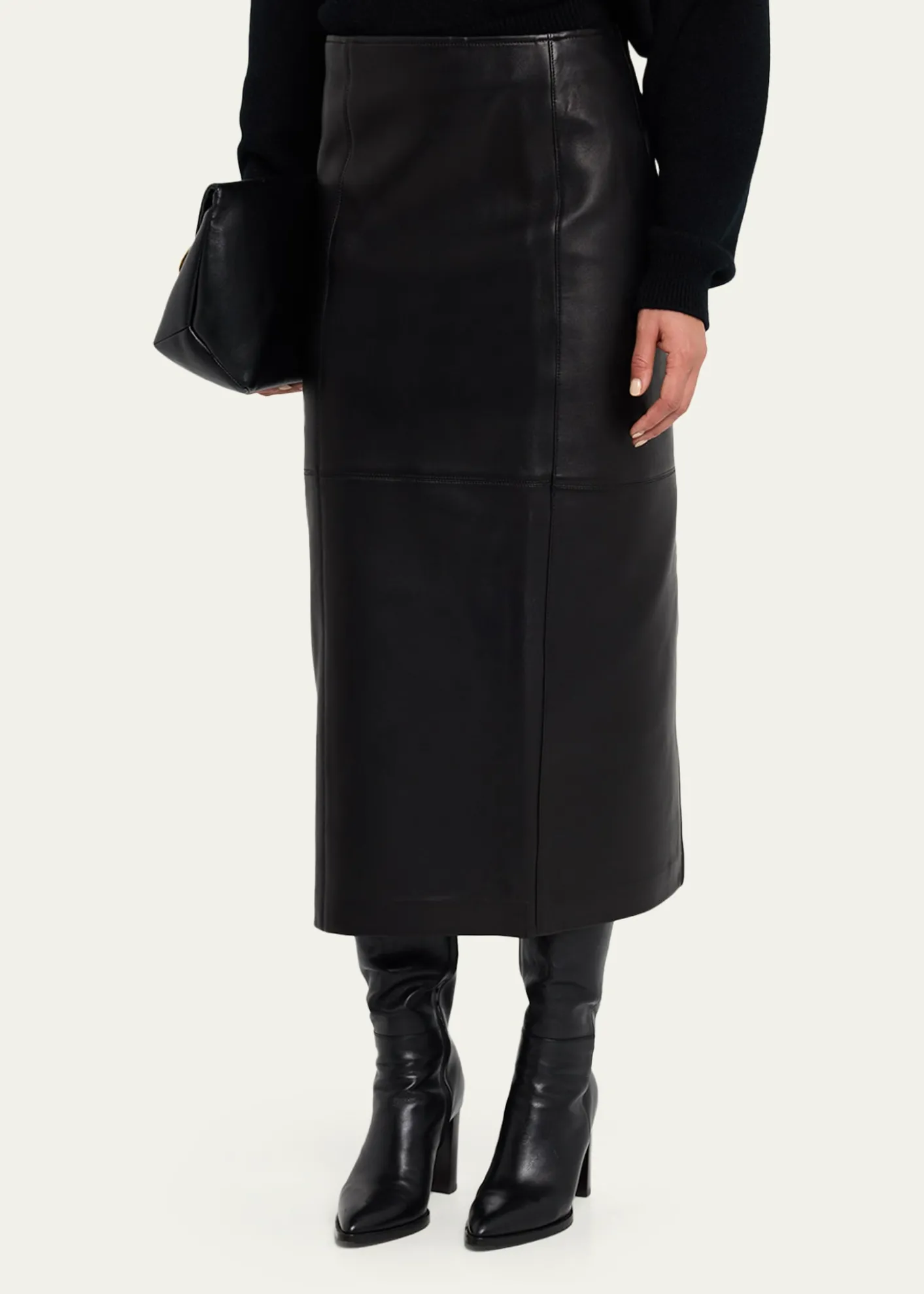 A.L.C.Marta Leather Midi Skirt