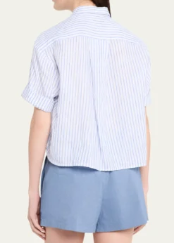 A.L.C.Mel Stripe Linen Cropped Shirt