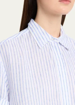 A.L.C.Mel Stripe Linen Cropped Shirt