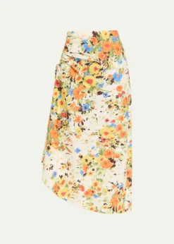 A.L.C.Naomi Floral Draped Midi Skirt