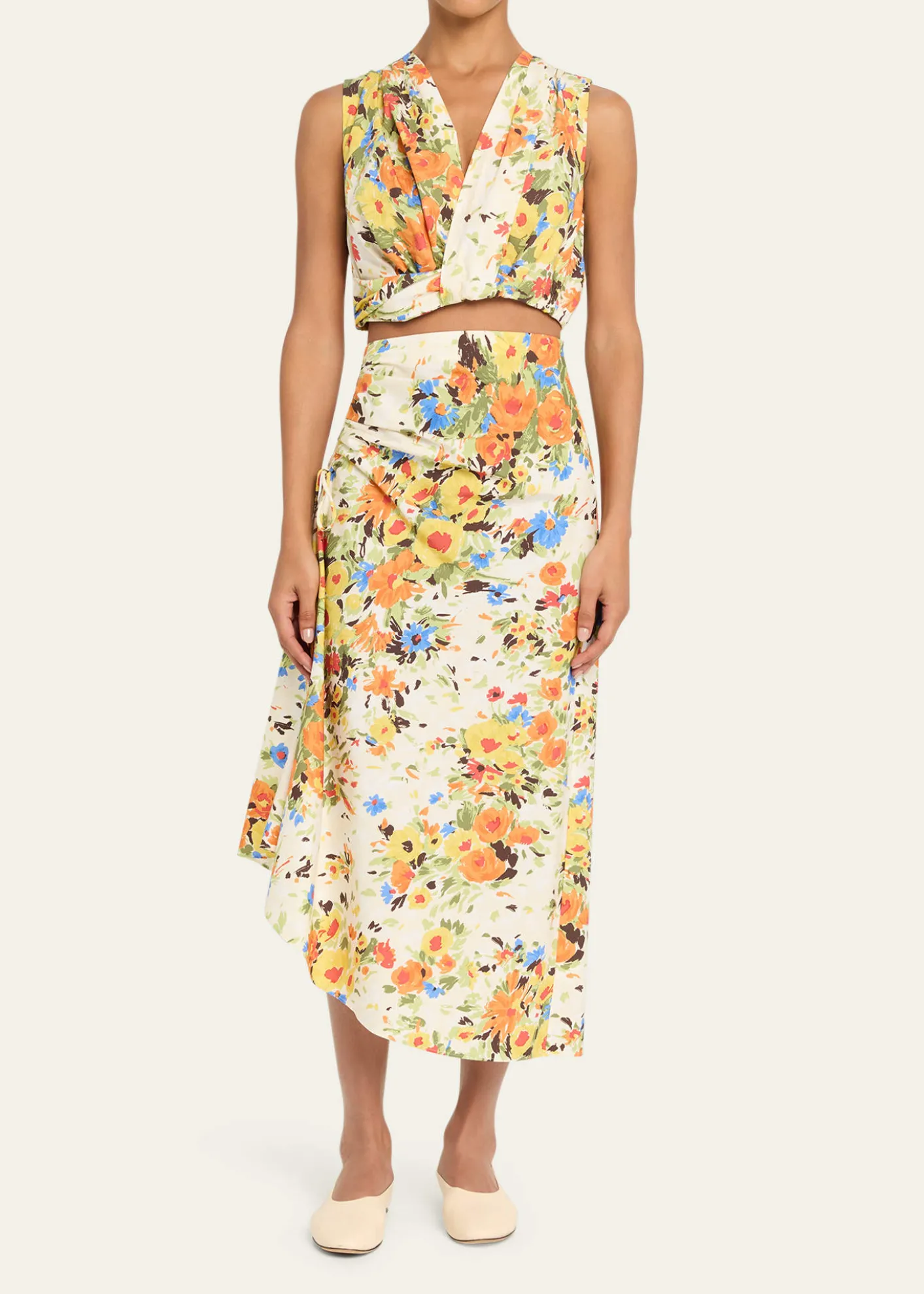 A.L.C.Naomi Floral Draped Midi Skirt