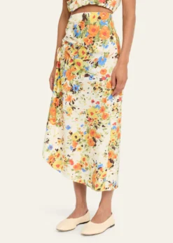 A.L.C.Naomi Floral Draped Midi Skirt