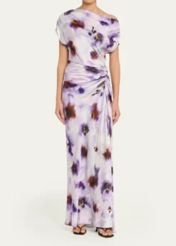 A.L.C.Poppy One-Shoulder Satin Midi Dress