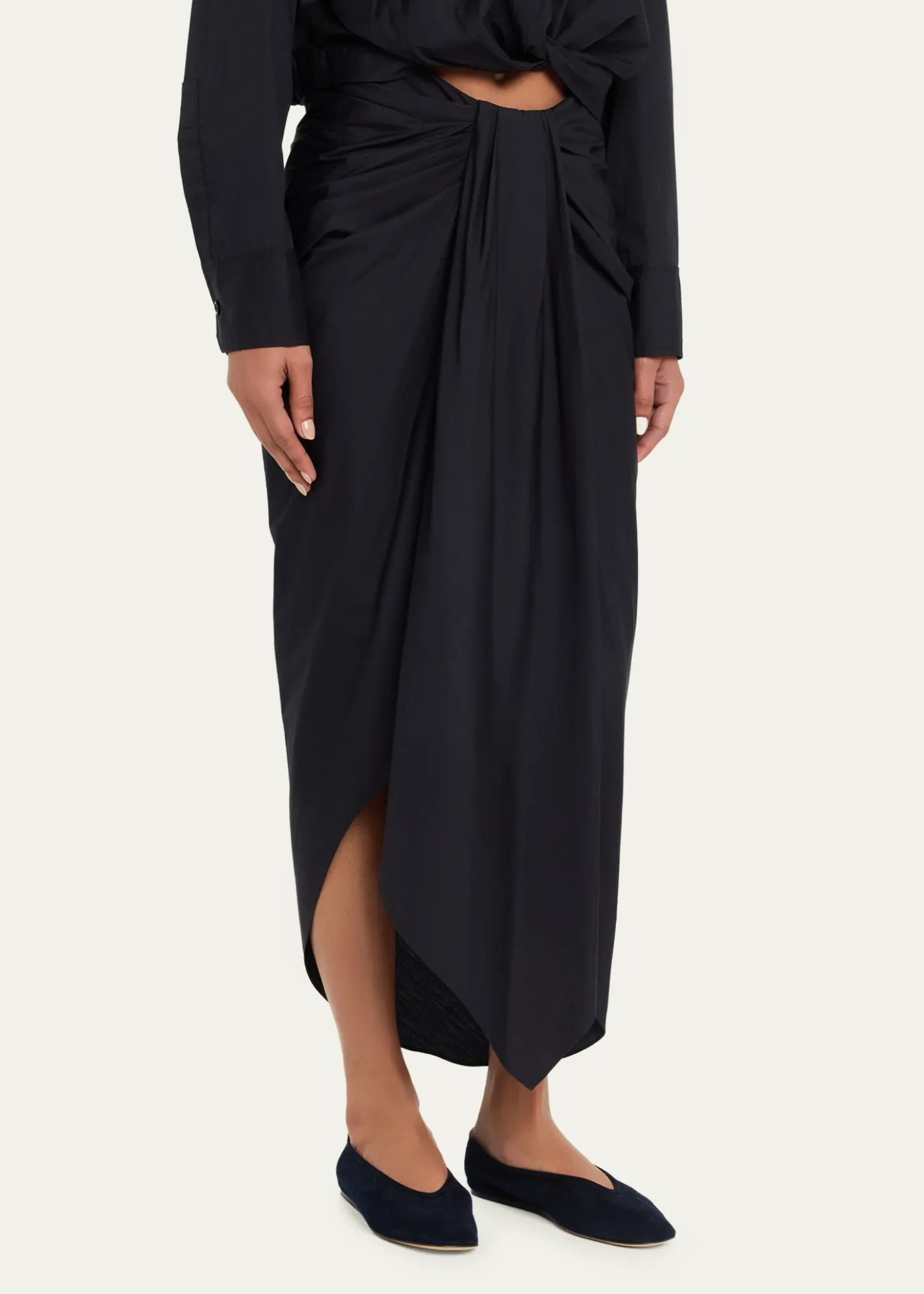 A.L.C.Rhodes Draped Cotton Midi Skirt