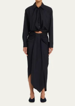 A.L.C.Rhodes Draped Cotton Midi Skirt