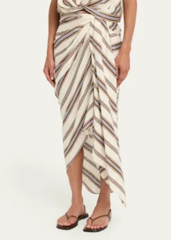 A.L.C.Rhodes Draped Linen Midi Skirt