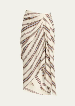 A.L.C.Rhodes Draped Linen Midi Skirt