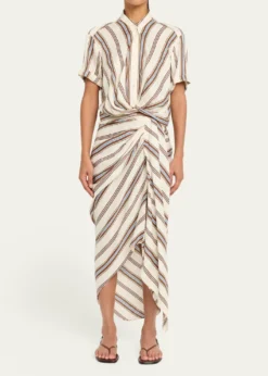 A.L.C.Rhodes Draped Linen Midi Skirt
