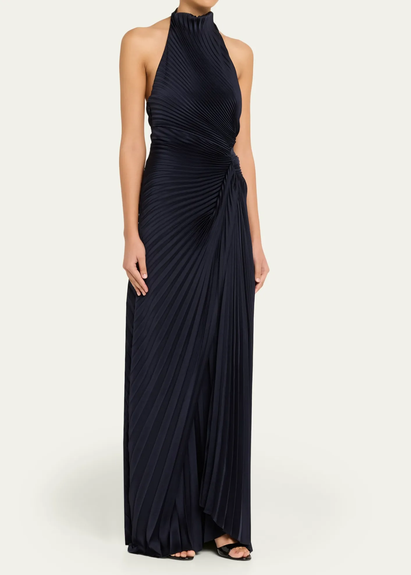 A.L.C.Romy High-Neck Pleated Satin Gown