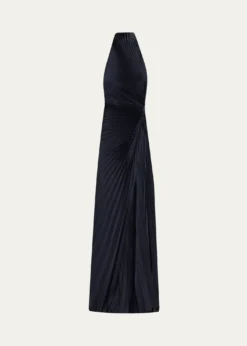A.L.C.Romy High-Neck Pleated Satin Gown
