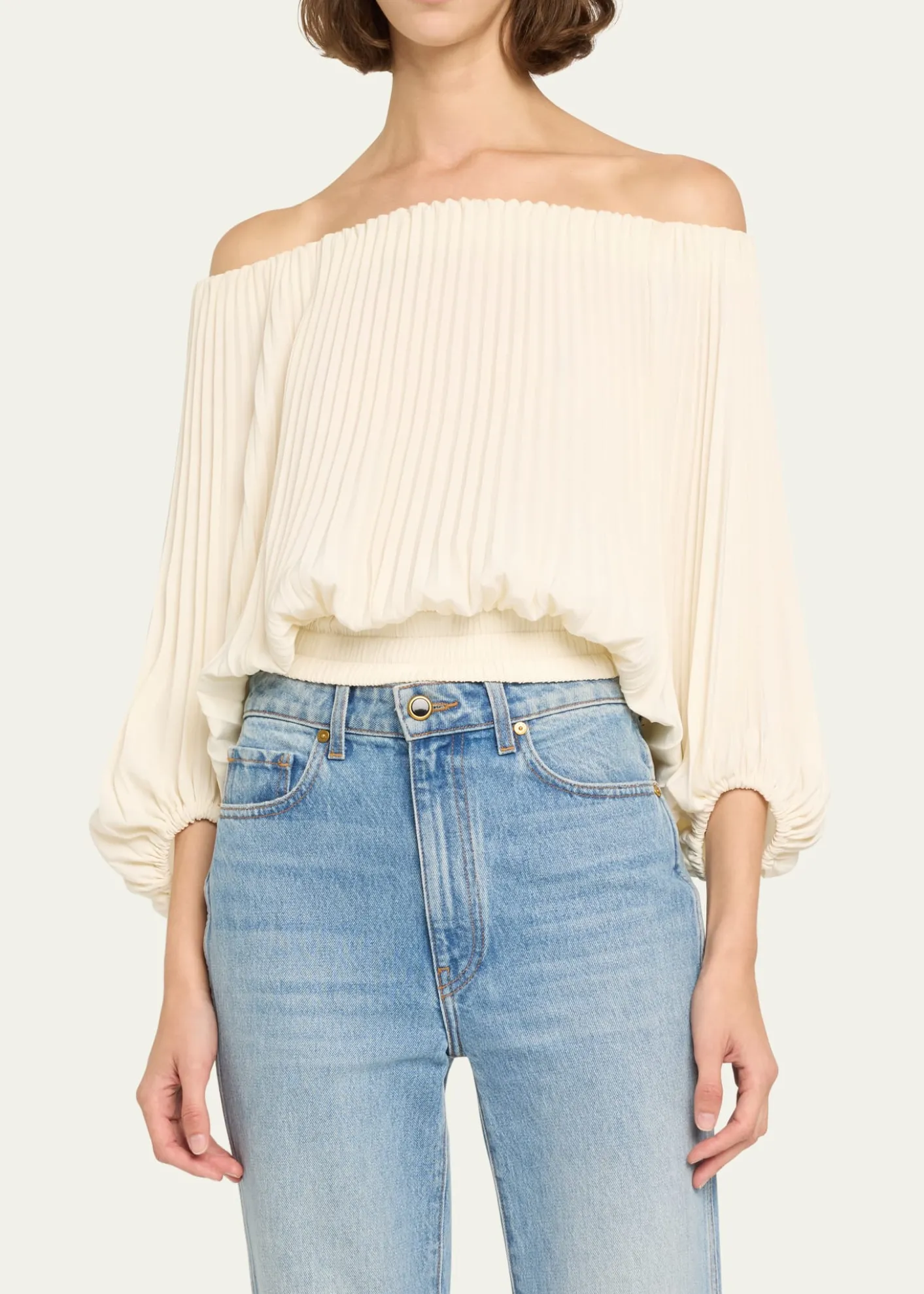 A.L.C.Sienna Pleated Off-The-Shoulder Top